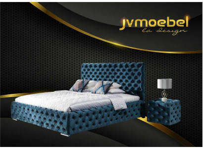 Doppelbett Schlafzimmer Samt Betten Chesterfield Bettgestell Nachttisch 3tlg Set